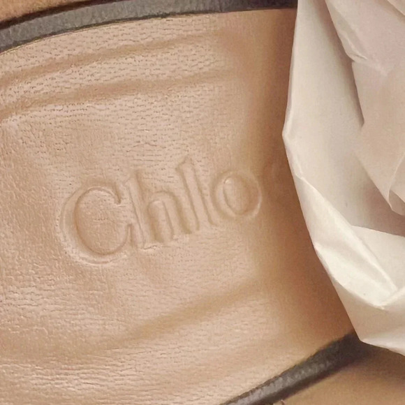 Chloe RARE Black Leather Heeled Booties Gold Detailing Women's Size 36.5 EU 6.5 - Picture 6 of 14